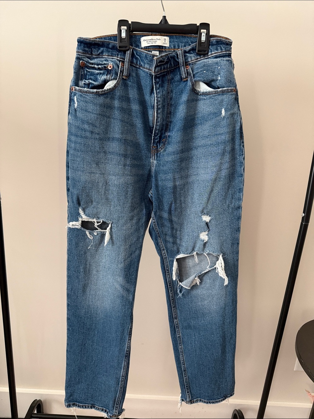 Abercrombie & Fitch Distressed Blue Relaxed Jeans